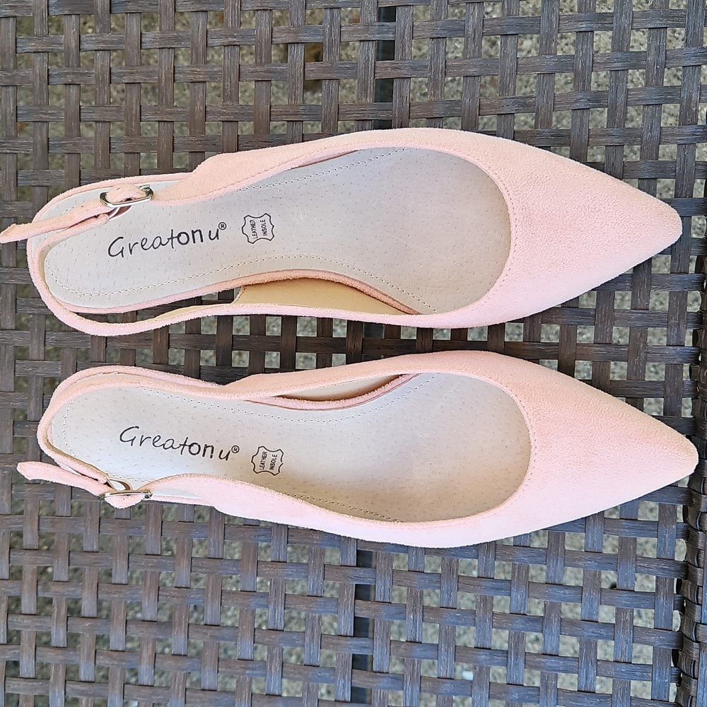 Pink Suede Slingback Heels Pumps Coquette Girly Feminine NWOT Size 9 - Picture 6 of 13